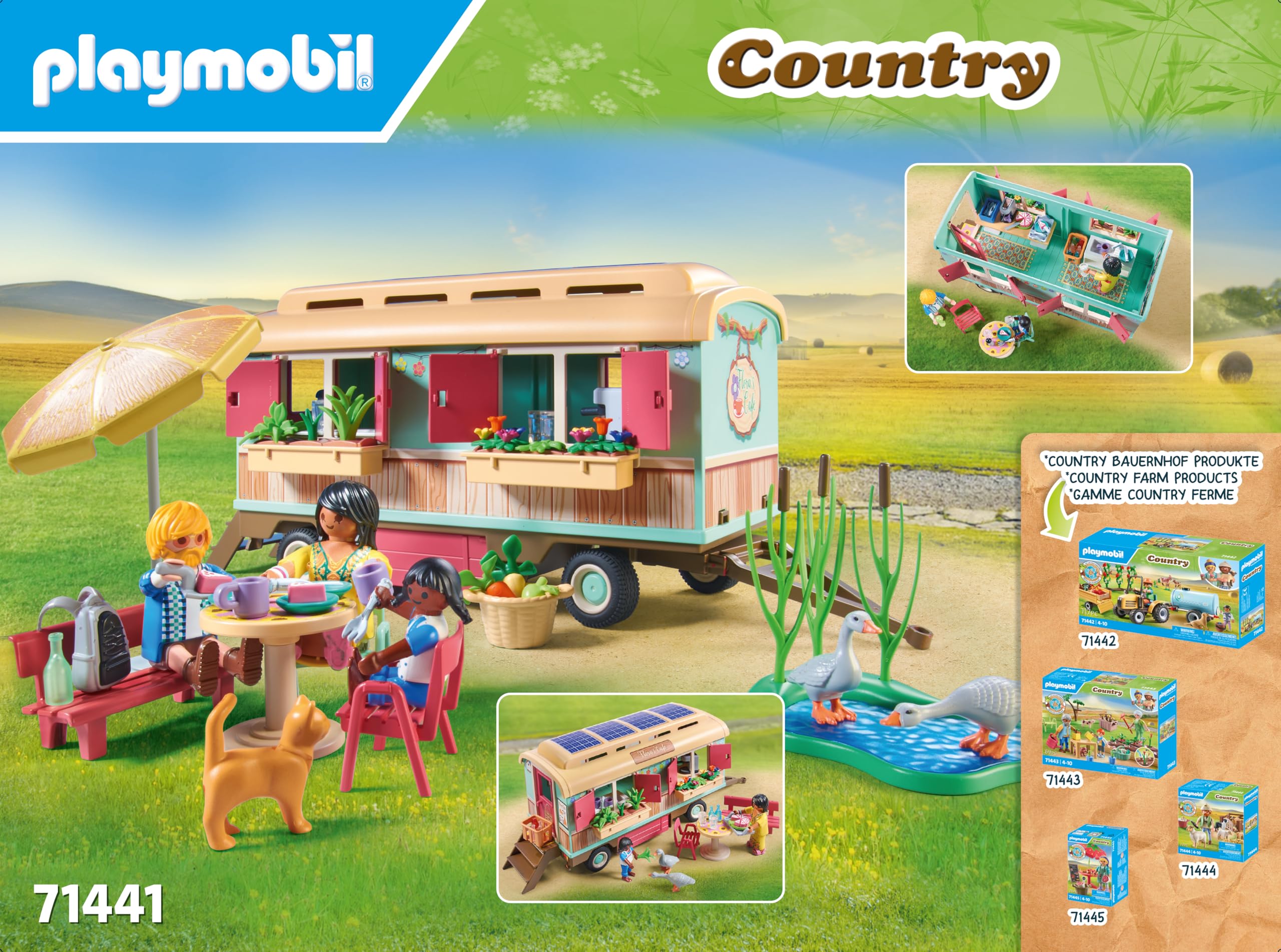PLAYMOBIL Country 71441 Café Tren con huerto, con un Equipamiento detallado y un Estanque de los Gansos, Juegos de rol imaginativos y Divertidos, Juguetes para niños a Partir de 4 años