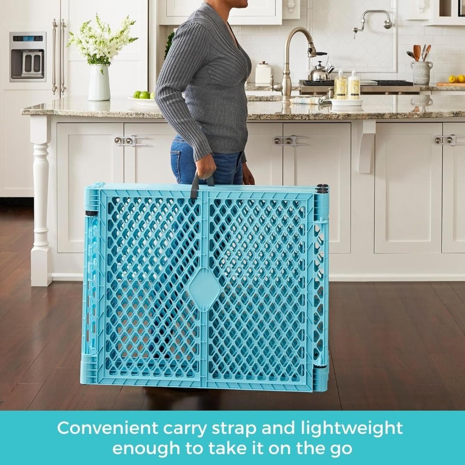 Aqua Blue 6-Panel Indoor Outdoor Baby Playpen