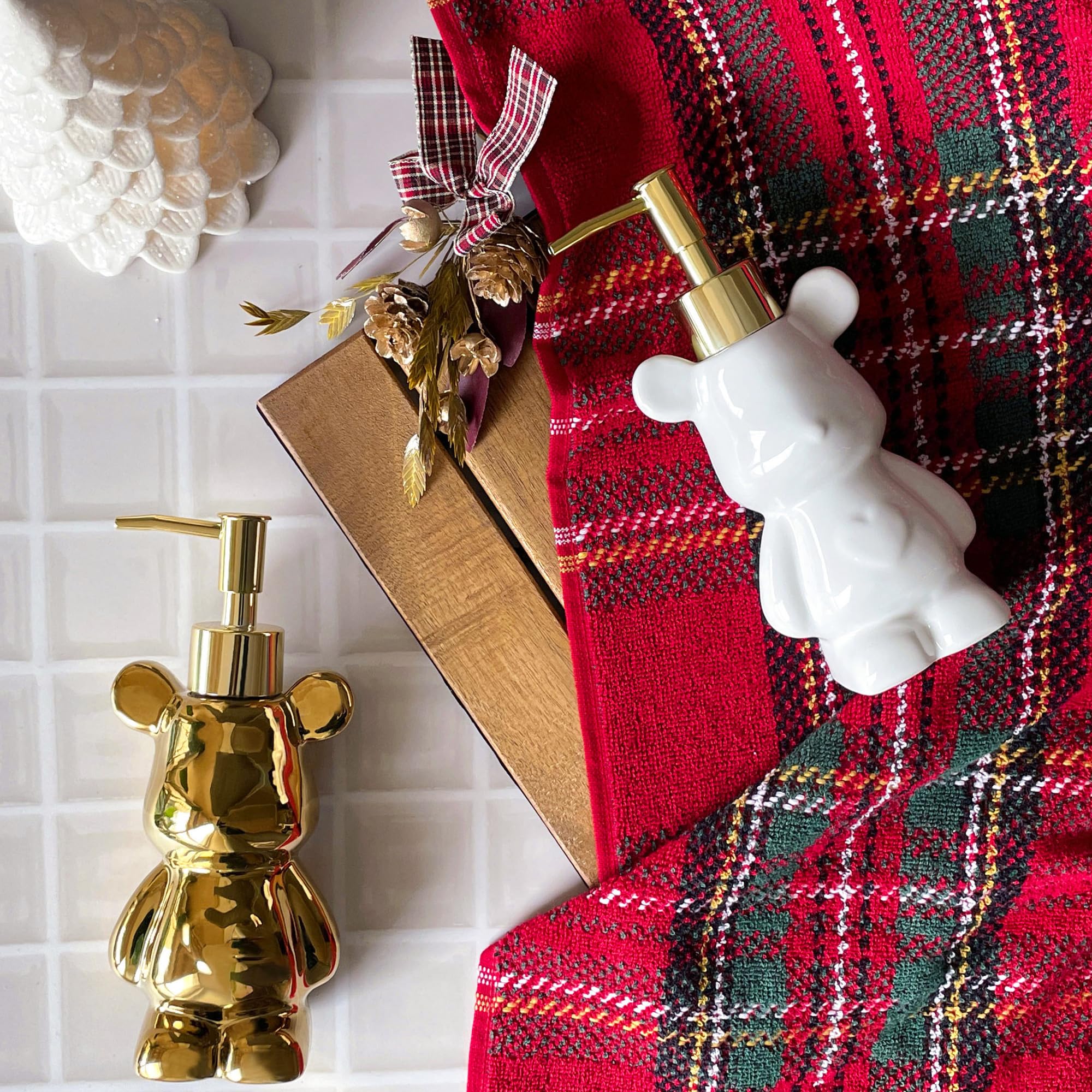 Small Bear Ceramic Soap Dispenser with Gold Pump for Bathroom, Cute Liquid Soap Dispenser, Kids Gift, 6.8oz (Gold) Product Image 6
