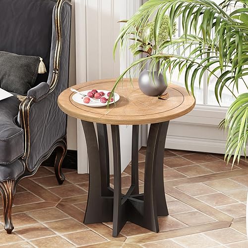 Miniatura 23 de Mesa auxiliar de patas cruzadas de granja, mesa auxiliar francesa para familia, comedor o sala de estar, espacios pequeños, moderna, redonda, Pierna