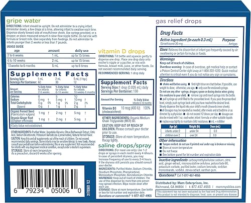 Miniatura 6 de Mommys Bliss Juego de regalo para recién nacidos incluye agua de gripe gotas de vitamina D para bebés gotas de gas para bebés y gotas salinas suaves