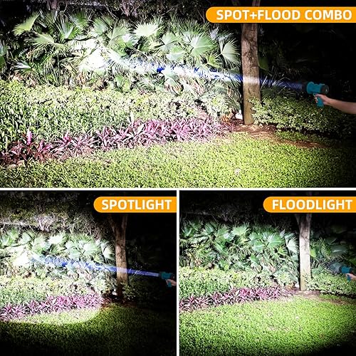 Miniatura 2 de YIERBLUE Foco recargable Combo de reflector de 120,000 lúmenes altos, IP67 resistente al agua Luz de inundación COB, foco de mano resistente a los