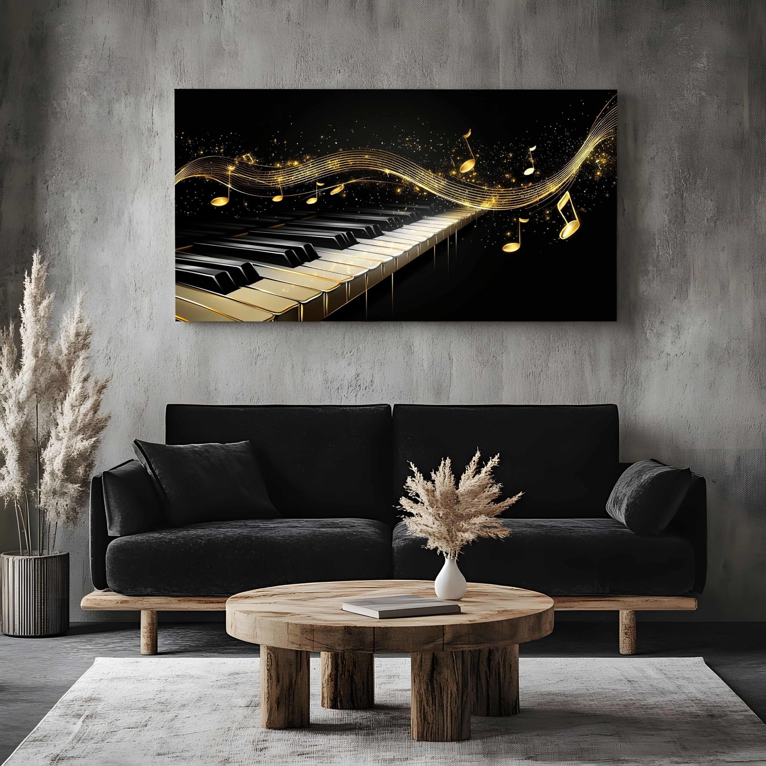 ZORYAN Quadri Moderni Tema Musicale Pianoforte Grandi con Cornice 80x160cm | Dimensioni Spartito con Chiave Classica Stampa su Tela per Soggiorno Cielo Stellato di Lusso Quadro Decorazione Murale