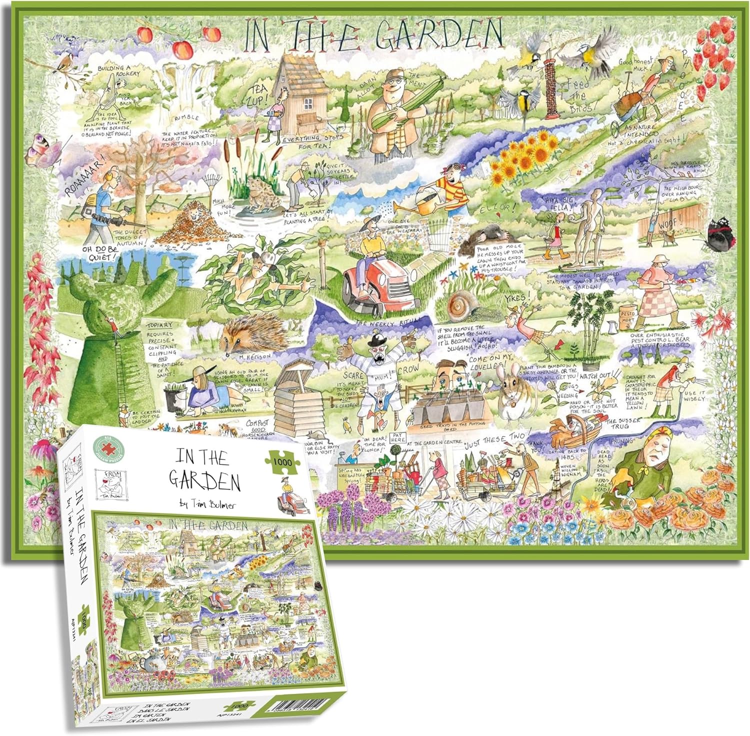 1000 Piece Puzzle for Adults - in The Garden by Tim Bulmer, Large Puzzle 66cm X 50cm in Size. Challenging to Complete But Fun and Humorous