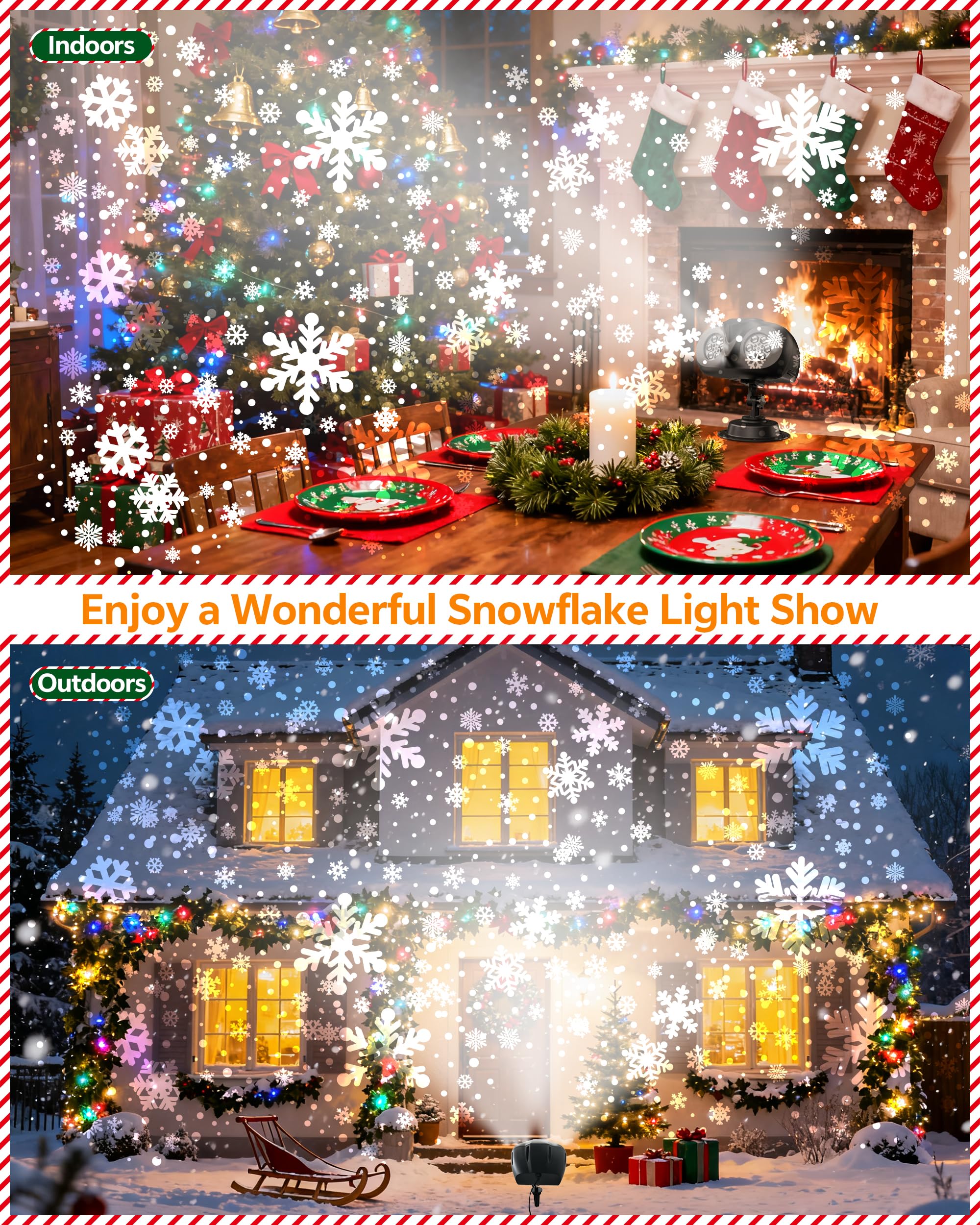 Proyector Luces Navidad Exterior Interior,Impermeable Lámparas Copos de Nieve,Proyector Navideño de Nieve con Control Remoto,Decoración Luz LED Cotillon Nochevieja para Jardín Fiesta Adornos