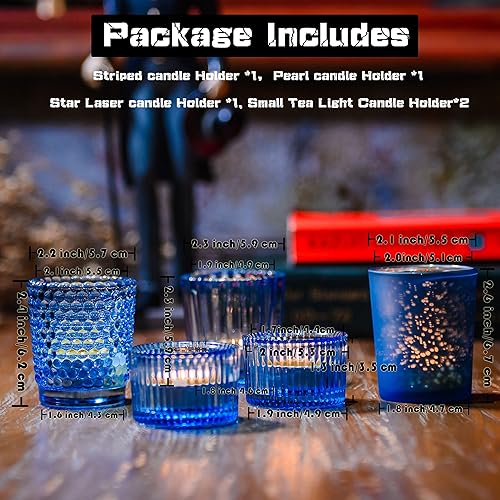 Miniatura 2 de Clonynix Juego de 5 portavelas de cristal, velas de té y votivas para bodas, votivas de vidrio transparente, centro de mesa de velas de mesa,