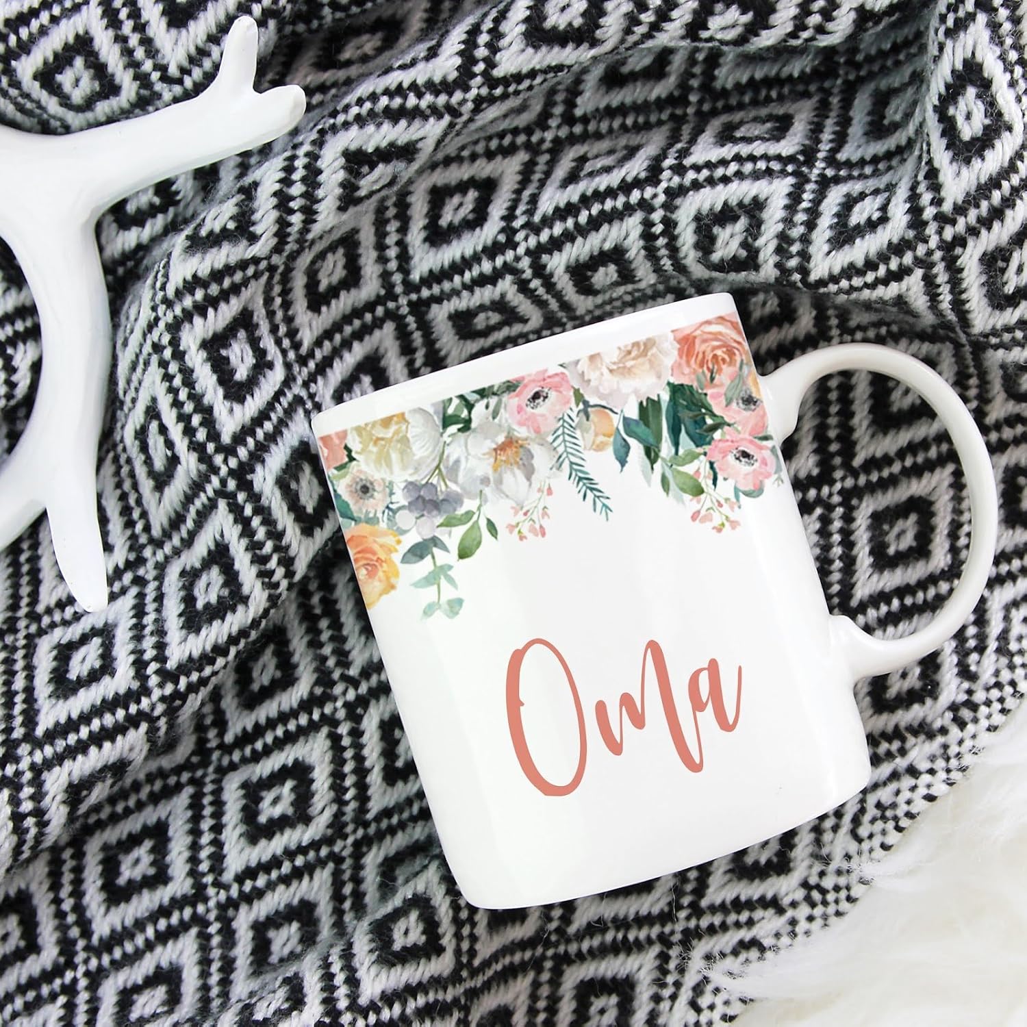 Andaz Press 11oz. Mother's Day Coffee Mug Gift, Peach Flowers Florals Roses, Oma, 1-Pack, Bridal Shower Birthday Christmas Thank You Gift for Her Oma Coffee Mug - Image 4