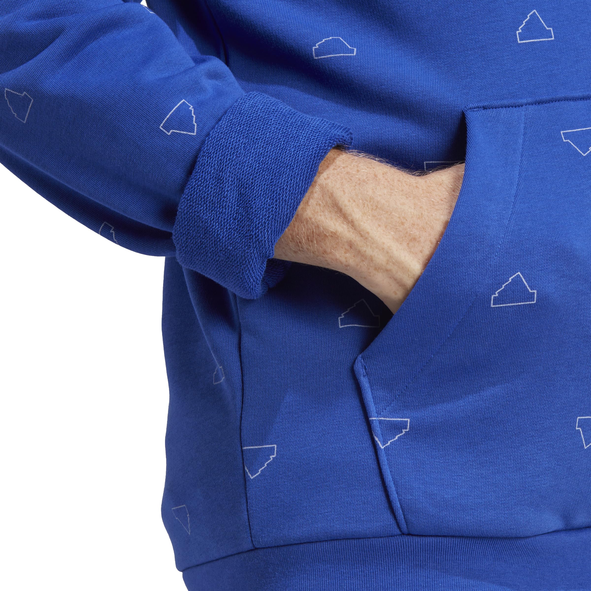 adidas Mężczyźni Seasonal Essentials Monogram Graphic Hoodie, semi lucid blue, M Tall