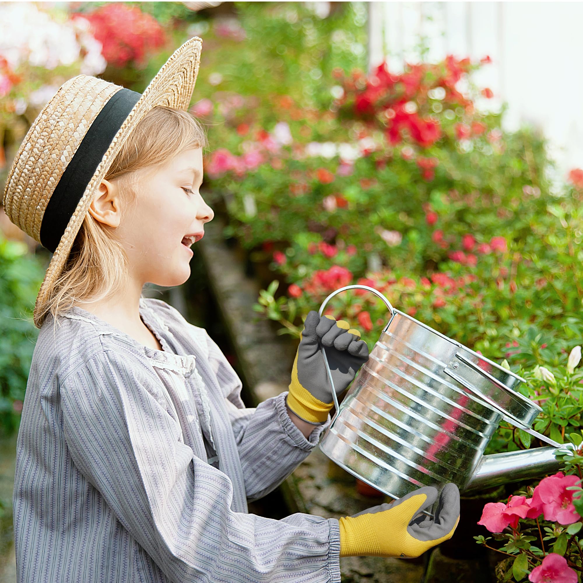 COOLJOB Childrens Garden Gloves for Boys Girls 3 works Toddler Work Gloves for Gardening Playing Non-slip Latex Coating - Image 4