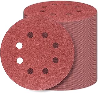 100 PCS 5 Inch Sanding Disc 120 Grit, 8 Hole Sandpaper Hook and Loop Sanding Pads Round Orbital Sandpaper for Random Orbital Sander
