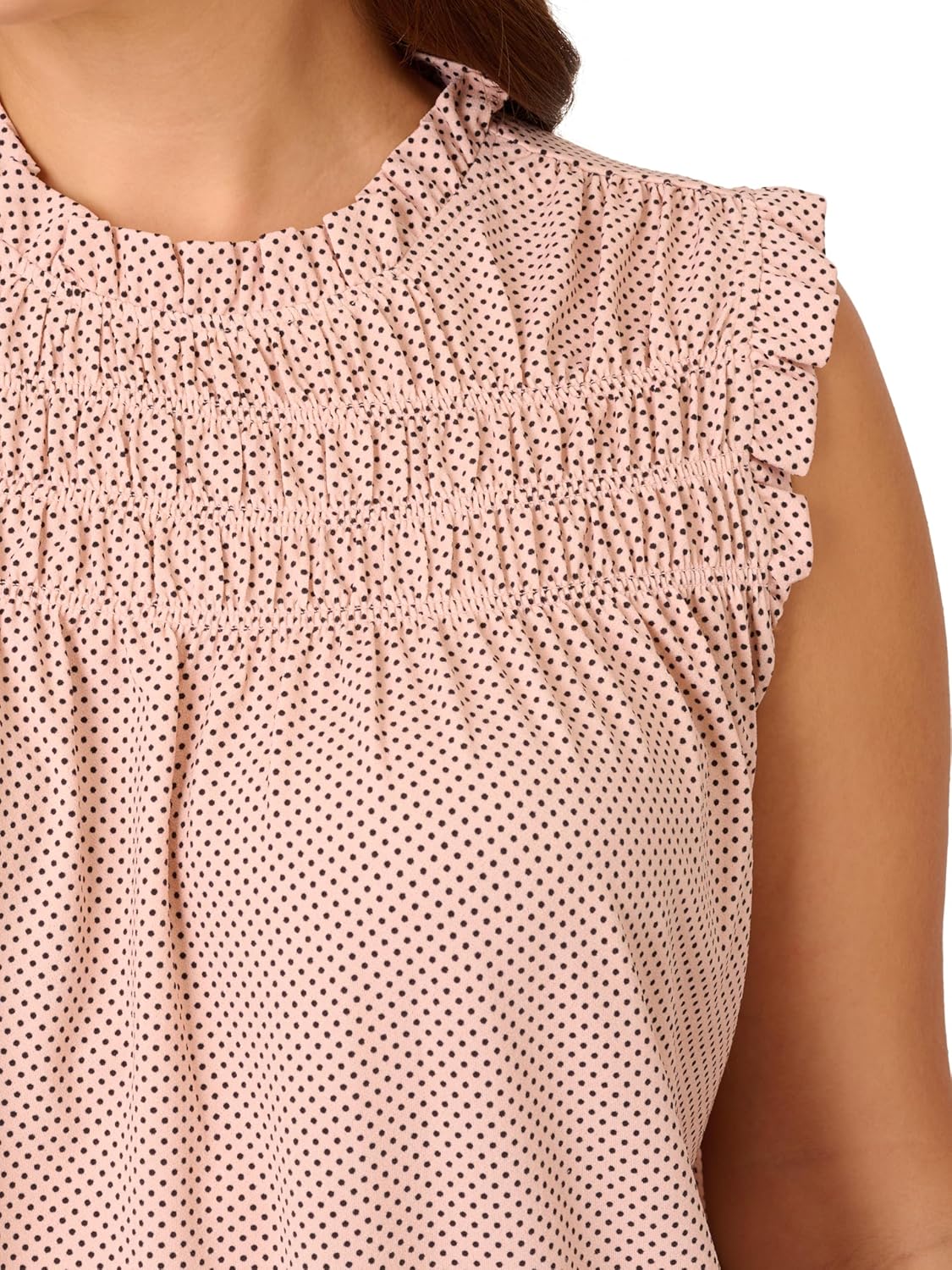 Adrianna Papell Womens Smocked Ruffle Top - Image 2