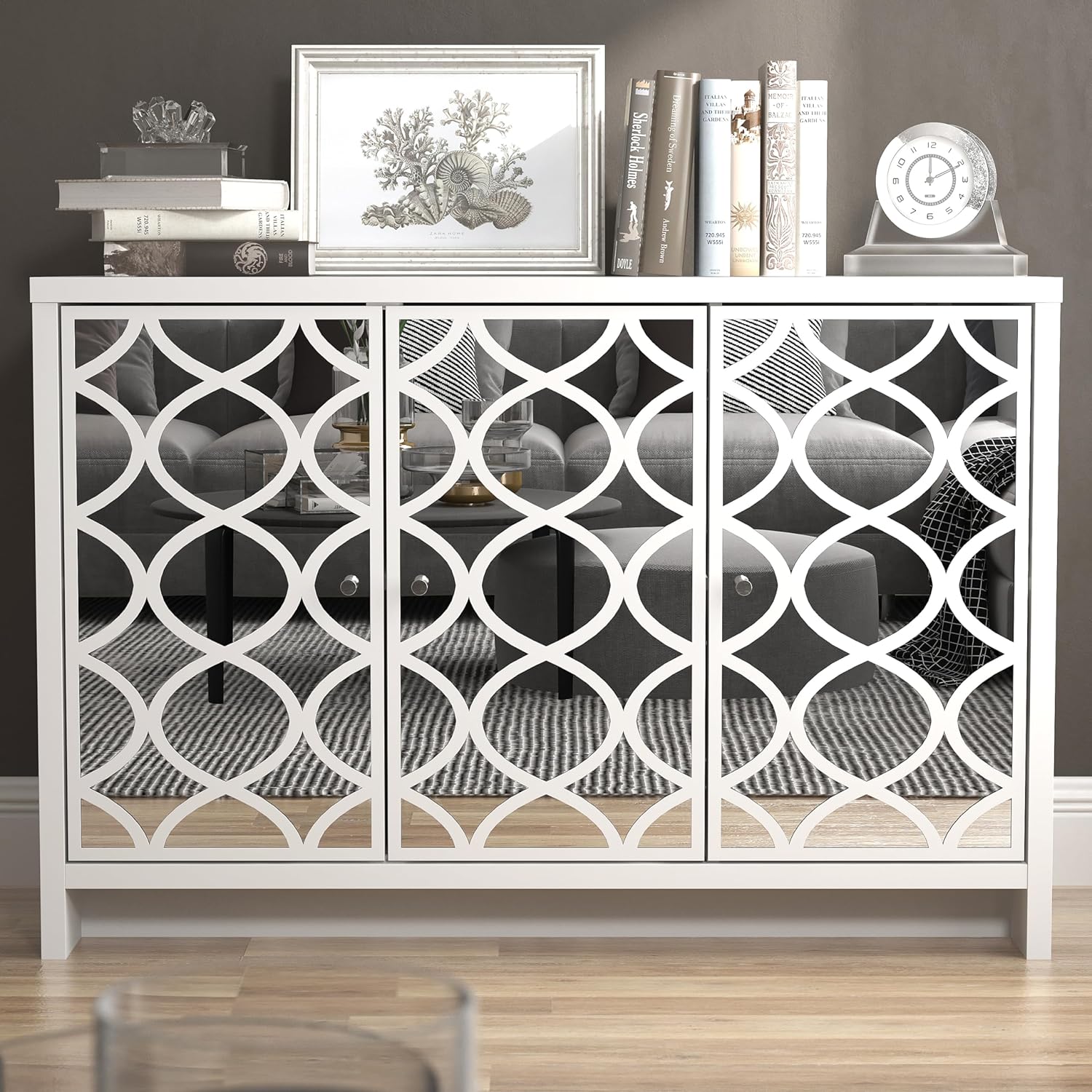 Galano Iris 3 Door Sideboard – Storage Cabinet with Drawers for Living Room, Bedroom & Kitchen, White - Image 2