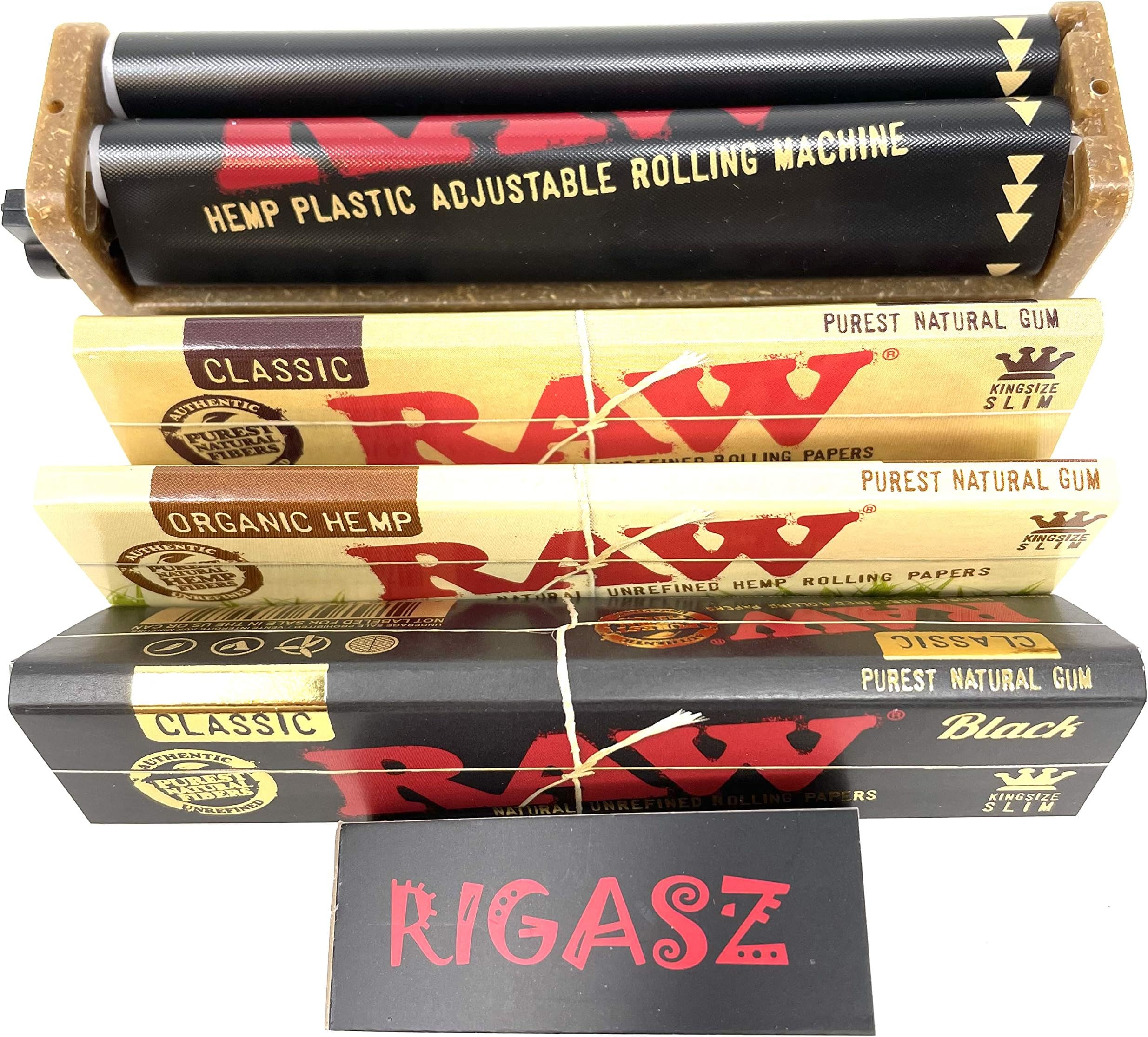RAW King Size 2-Way Rolling Machine Papers and Tips