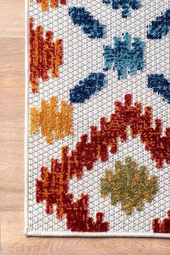 Miniatura 6 de nuLOOM Labyrinth - Alfombra de pasillo de transición para interiores y exteriores, 2 pies 6 pulgadas x 10 pies, multicolor