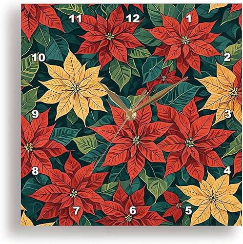 3dRose, Poinsettia Retro Estilo Abstracto Arte Complementario Colores 4, 10x10 Reloj de pared