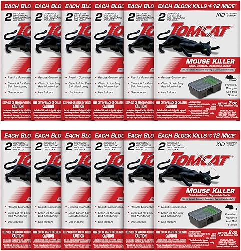 Miniatura 12 de Tomcat Mouse Killer(e) resistente a niños, estación recargable con tapa transparente para fácil monitoreo del cebo, 4 paquetes cada uno con 1