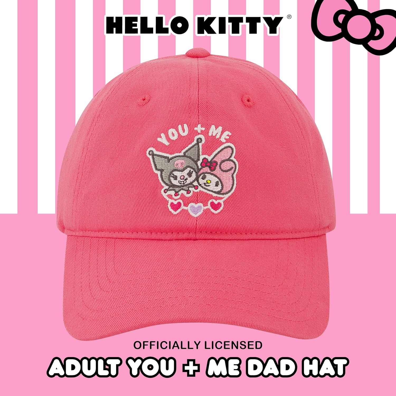 Hello Kitty Hat, Women's Adjustable Baseball Cap with Curved Brim