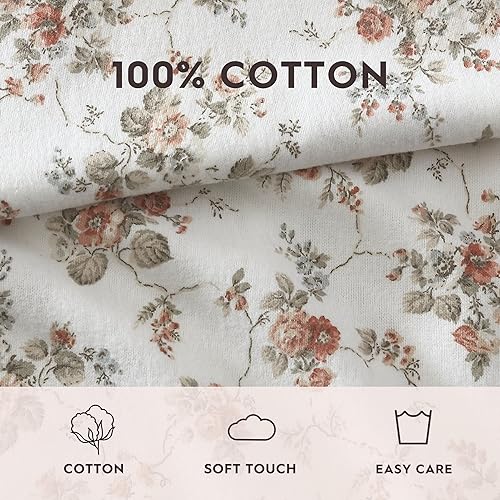 Vista 191 de Laura Ashley - Juego de sábanas de tamaño individual, juego de ropa de cama de franela de algodón, cepillado para mayor suavidad y comodidad