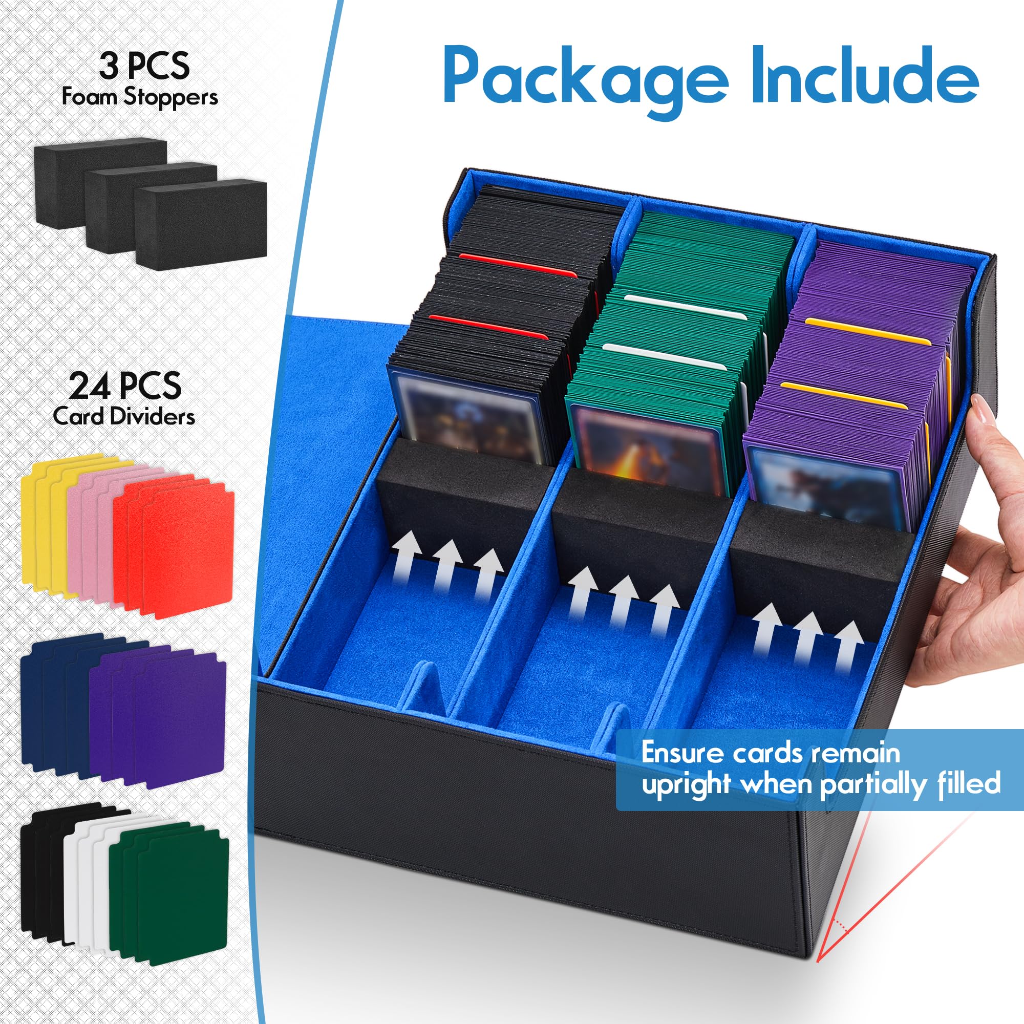 Zettokete Trading Card Storage Box 1800+,3 Row MTG Deck Box