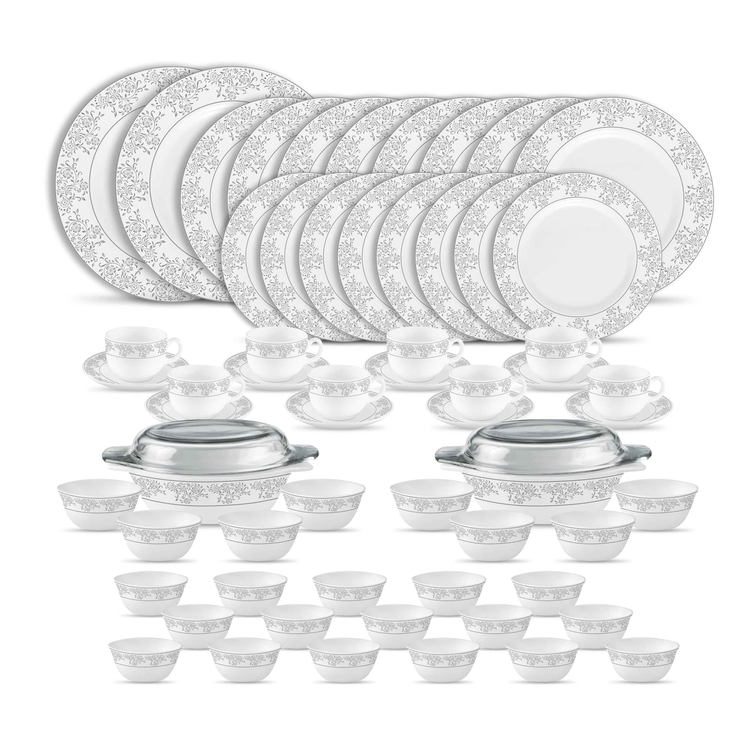 La Opala Diva Dinner Set - 62 Piece Grey Tableware -8