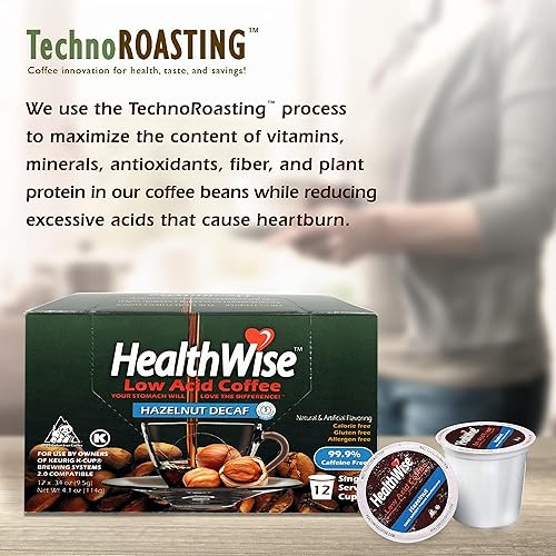 Miniatura 4 de Healthwise K-Cups de café descafeinado - Alivia el reflujo ácido y la acidez estomacal, suave con estómagos sensibles, alivia las molestias