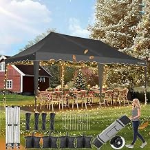 HOTEEL 10x20 Pop up Canopy Tent Without Sidewall Easy Up Commercial Outdoor Wedding Party Tents for Parties All Season Wind & Waterproof Gazebo Roller Bag, Black