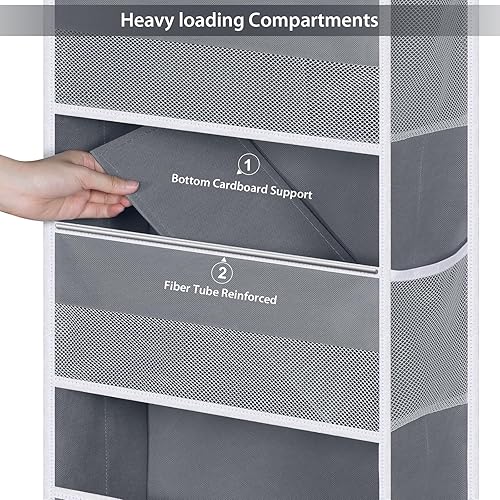 Miniatura 4 de Univivi Organizador colgante para colgar sobre la puerta con 5 bolsillos grandes y 2 pequeños bolsillos de PVC para cosméticos, organizador de