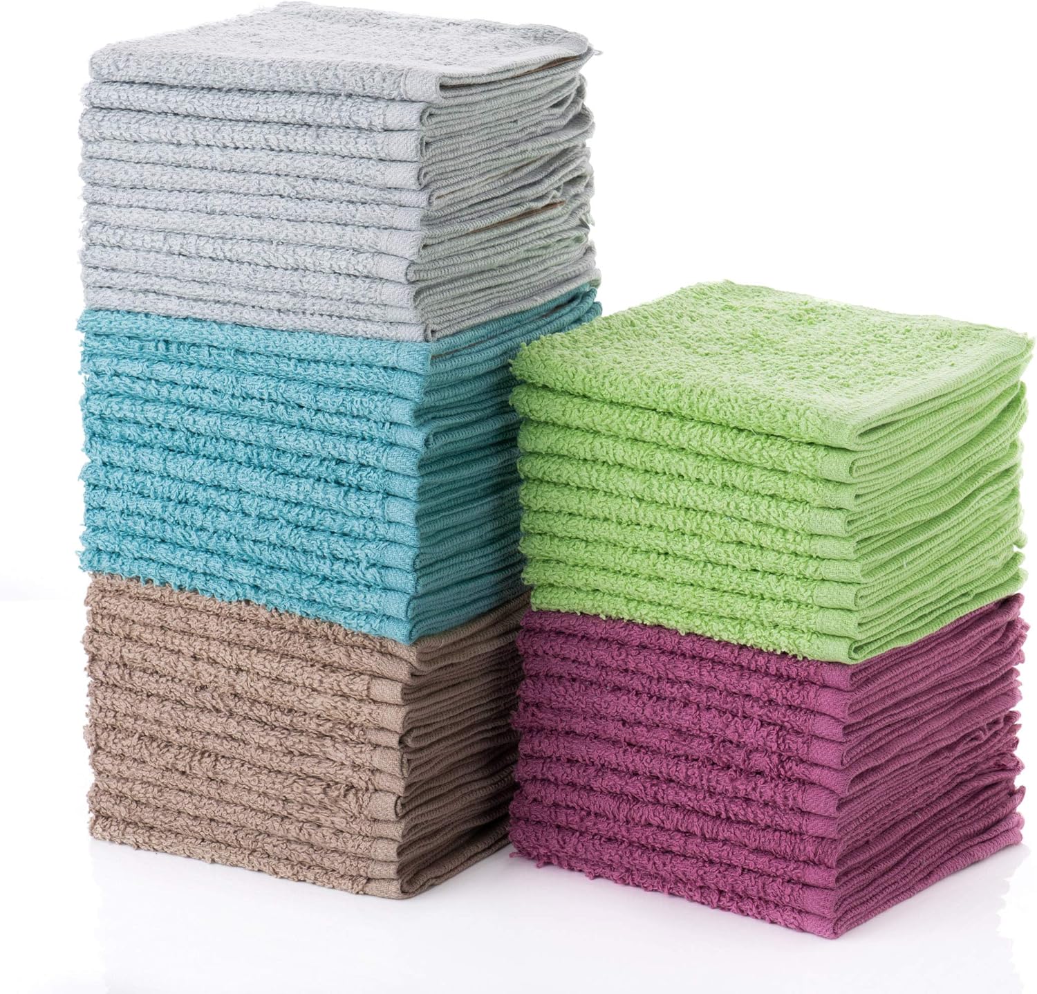 Simpli-Magic 79148 Cotton Washcloths, 50 Pack, Multi Color Towel Set : Home & Kitchen