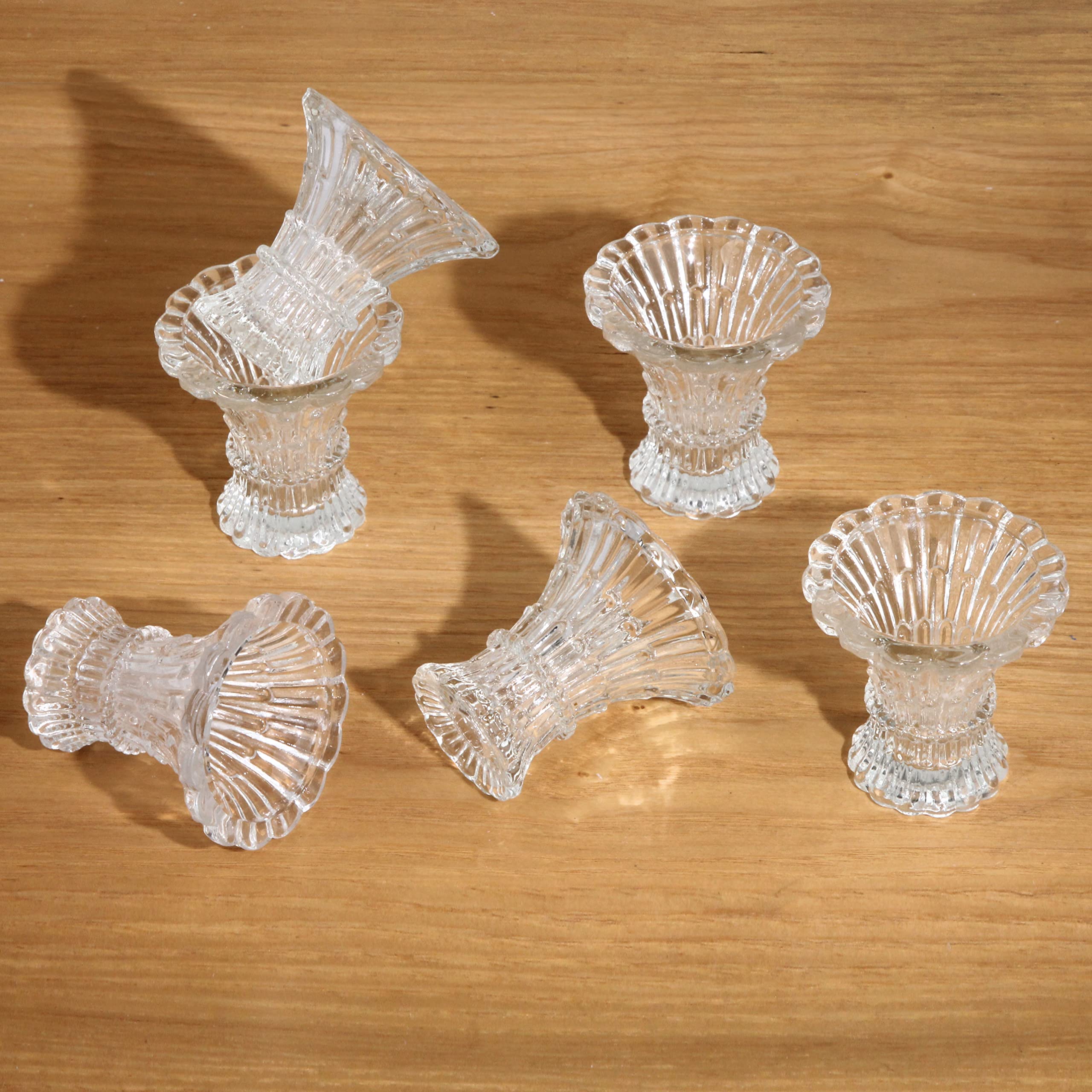 Glass Long Candle Holders Set - Clear Glass Candlestick Holders Bulk Crystal Decorative Candle Stand for Table Wedding Dinning Centerpieces Party Supplies Festival Windowsill Decor (36 Set)