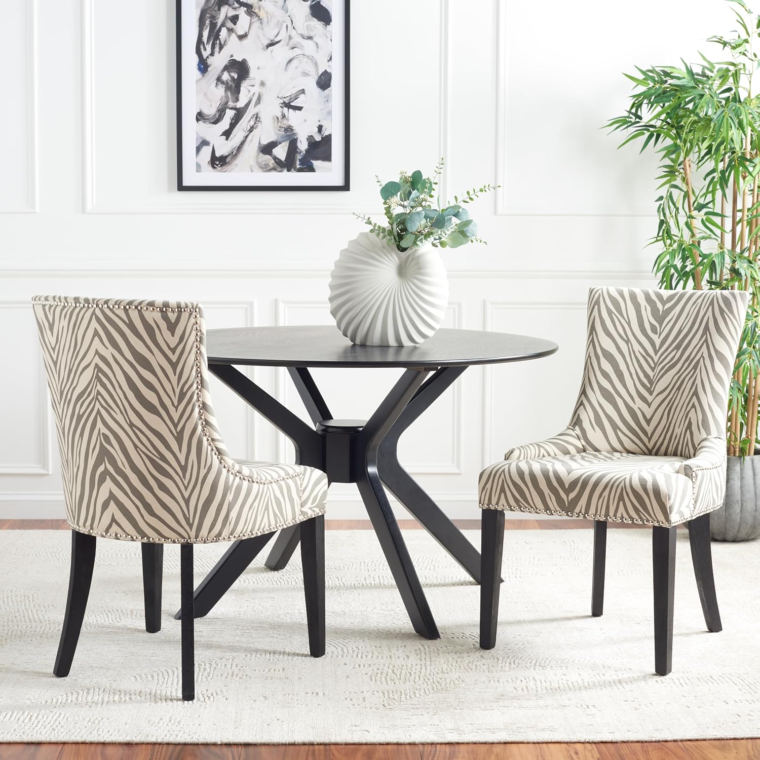 Safavieh Mercer Collection Lester Dining Chairs, Zebra Grey, Set of 2