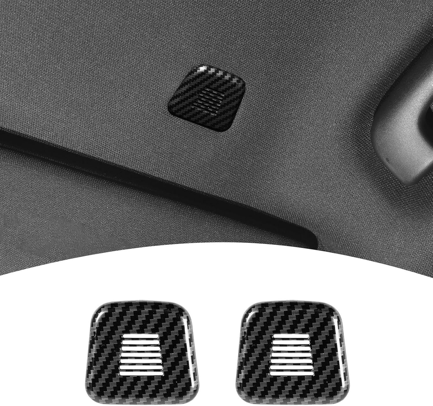for Challenger Microphone Trim Cover Fit for Dodge Charger 2011-Present for Dodge Challenger 2015-2023 Black Carbon Fiber Interior Accessories 2pcs