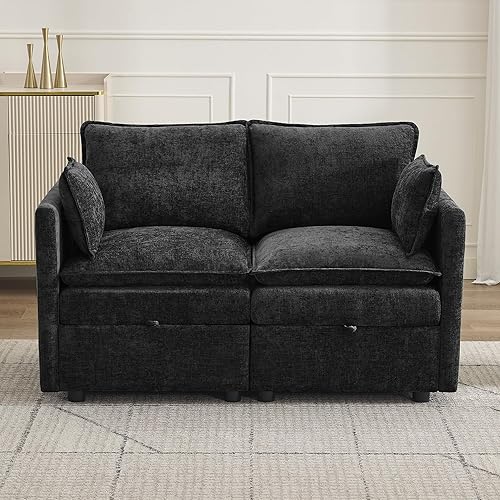 Miniatura 12 de Cloud - Sofá modular de 3 plazas de 80 pulgadas con otomana de almacenamiento, sofá de almacenamiento tapizado con asiento profundo, sofá