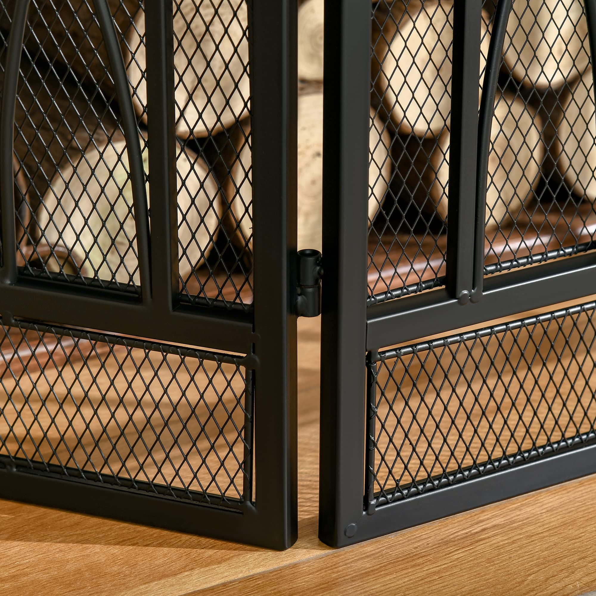 HOMCOM Grille de Protection pour Cheminée Pare-feu Large 3 Volets Pliables Métal Noir