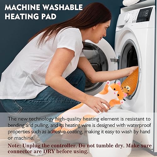 Miniatura 6 de Almohadilla térmica para calambres menstruales y alivio del dolor de cuello y hombro, portátil de 19.7 pulgadas, gato de felpa con un vientre suave
