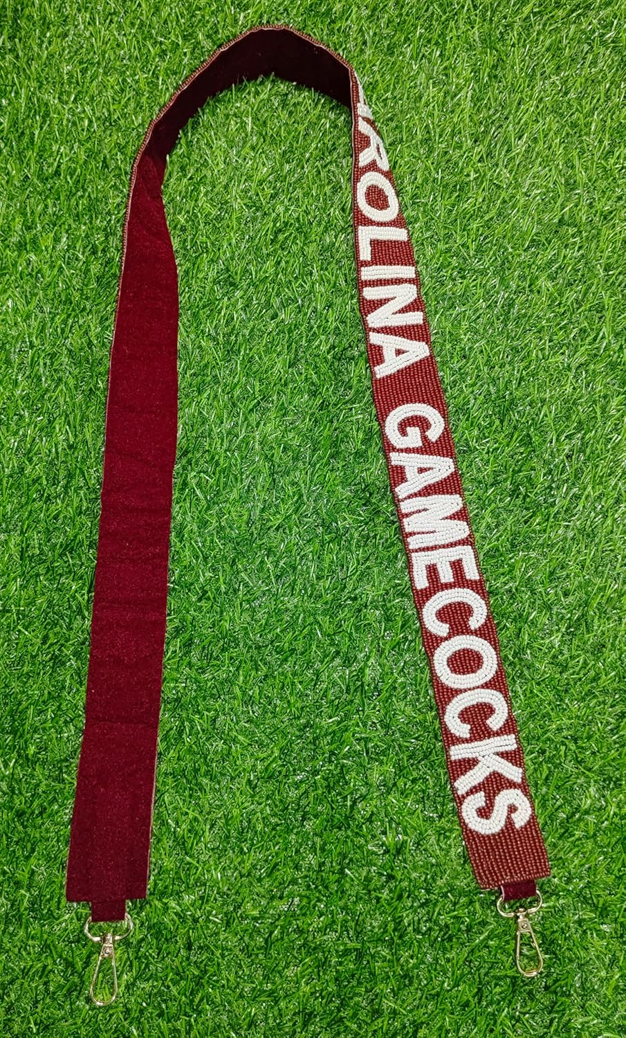 Handmade Carolina Game Beaded Purse Strap 47 inches Long 1.5 Inches Wide