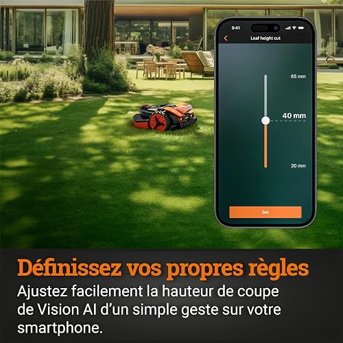 WORX Landroid Vision L1300 Robotic Lawnmower WR213E.1 for Gardens up to 1300 m² - Intelligent Robotic Lawnmower without Boundary Cable - WiFi & Bluetooth - Active Obstacle Avoidance with AI Technology - 11