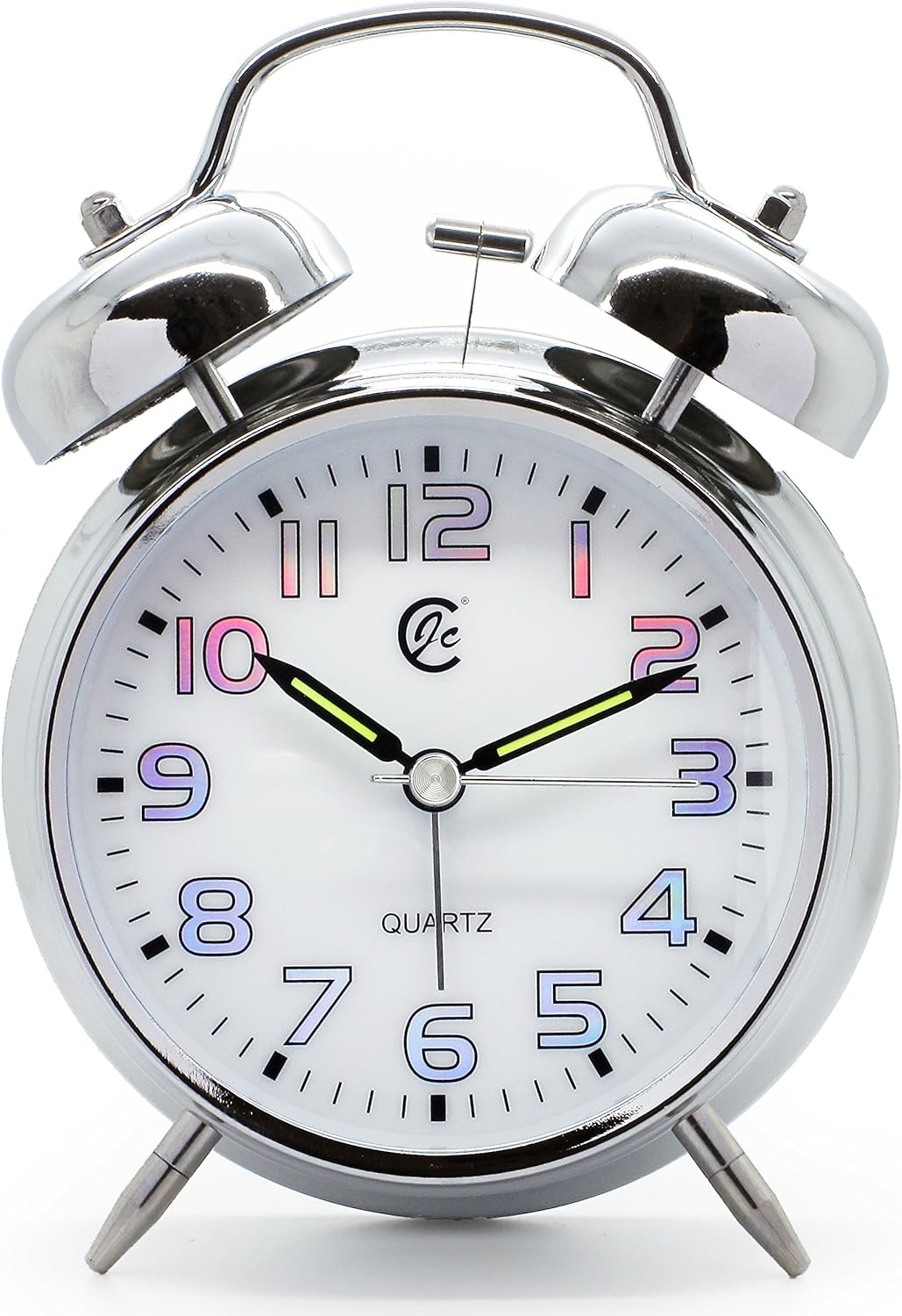 JCC Twin bell non ticking sweep second hand bedside quarzt alarm clock