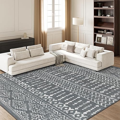 ArtTuft Alfombra de área de 6 x 9 súper suave ultra fina marroquí lavable antideslizante para sala de estar plegable geométrica lavable a máquina 6