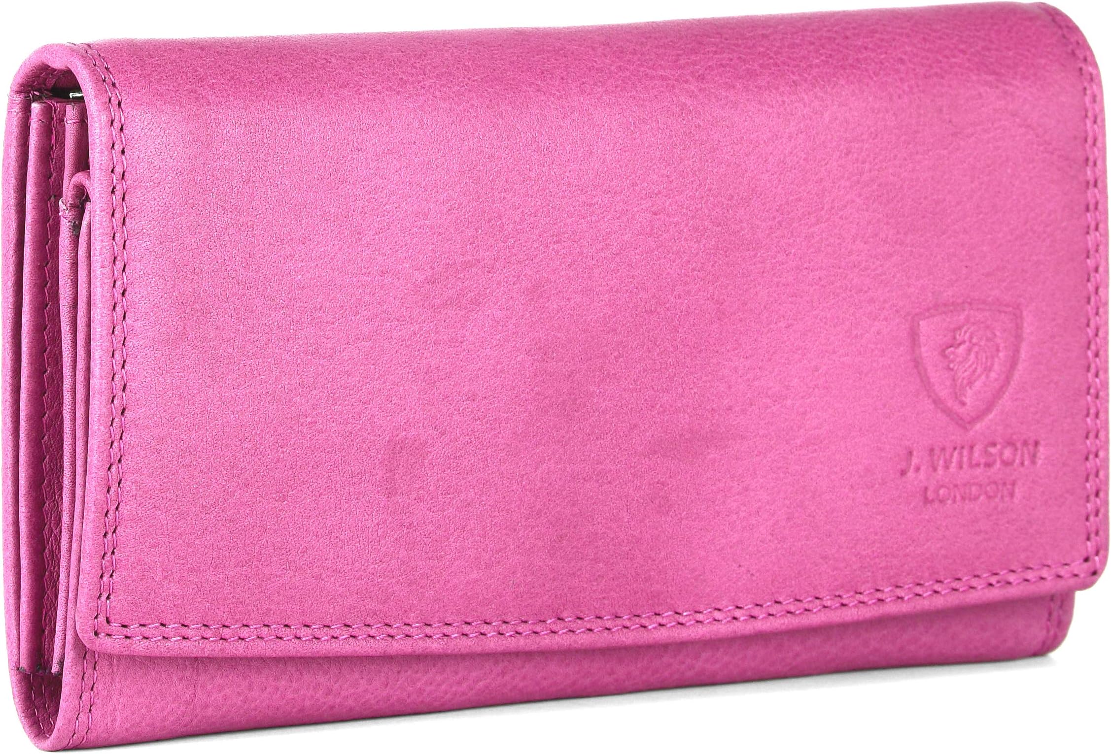 J. Wilson London Ladies Luxury Designer Wallet with Multiple Compartments, Soft Nappa Leather, RFID Protection, Zip Pocket, for Women