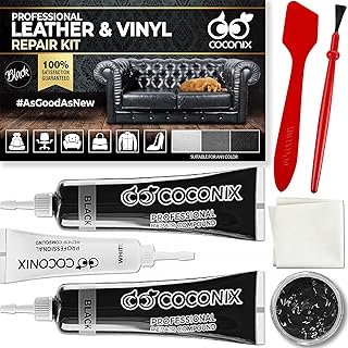 Coconix Kits de reparación de Cuero Negro para sofás - Kit de reparación de tapicería y Vinilo para Asientos de automóviles, sofás y Muebles - Fórmula de Relleno de rayones líquidos
