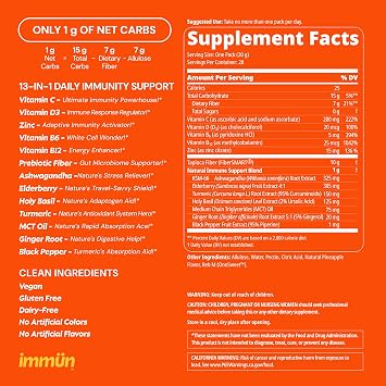 Gruns Immun Immunity Gummies, Vitamin C, Daily Immune Support, 28 ct