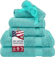 Vista 71 de American Veteran Towel, Paquete de 4 toallas de baño turcas 100% algodón para baño, 27 x 54 pulgadas, extra grandes, de secado suave, color azul