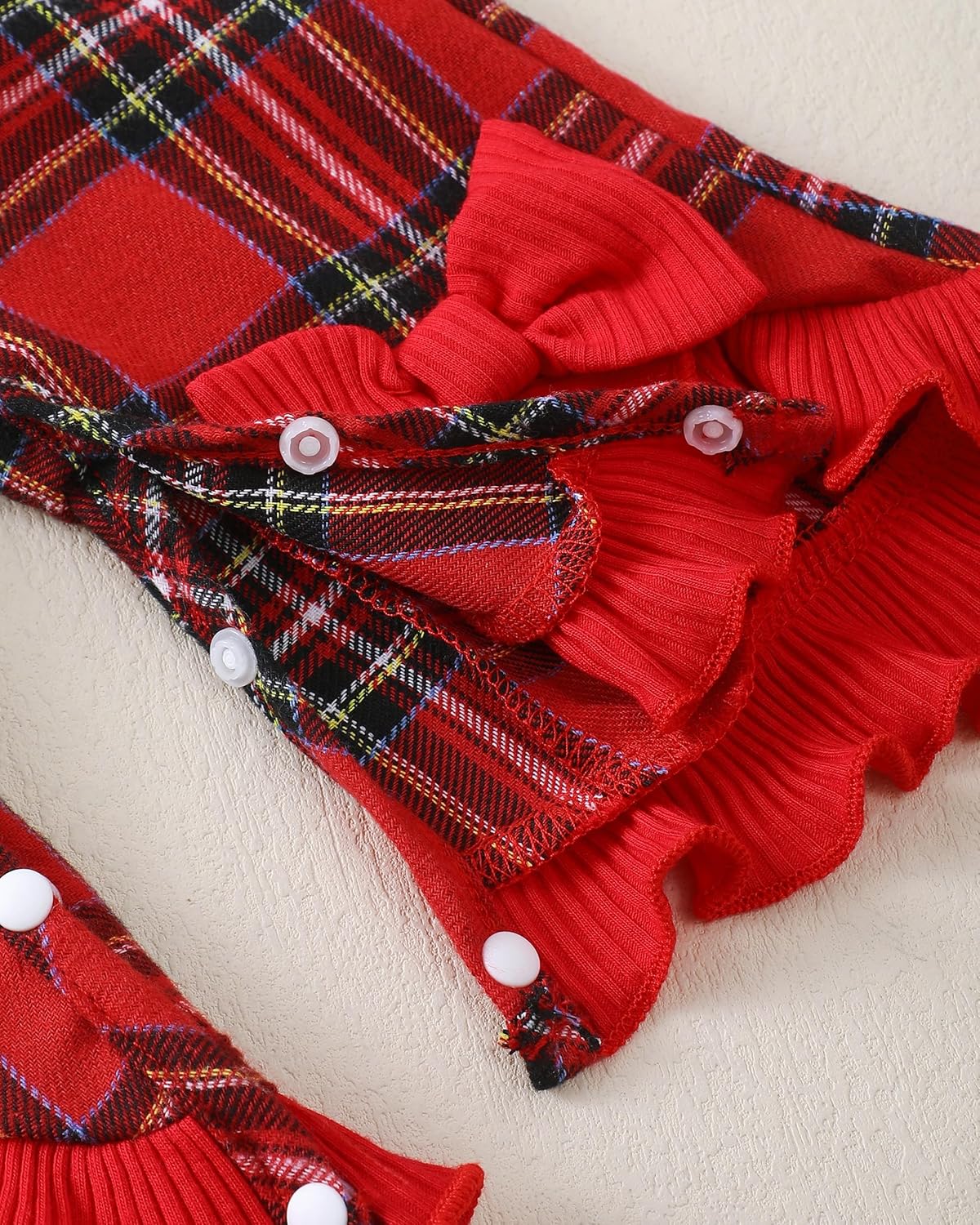 Renotemy Newborn Baby Girl Clothes Fall Winter Outfit Ribbed Romper Plaid Overalls Jumpsuit Infant Girl Outfits 0-18 Months - Image 6