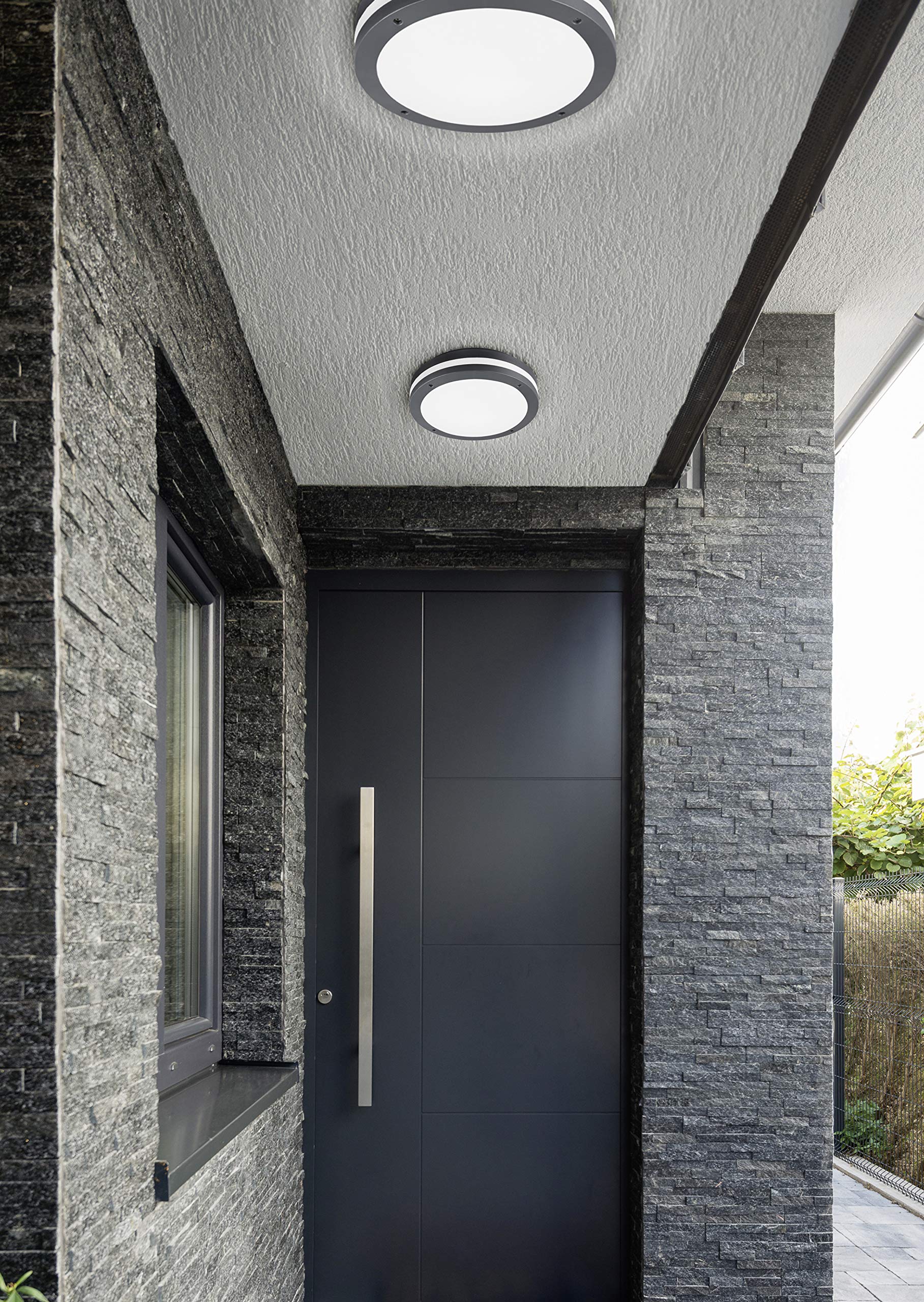 Trio Leuchten Piave 676960142 Plafonnier extérieur LED en plastique anthracite avec détecteur de mouvement LED 12 W