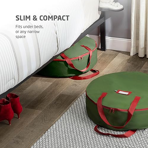 Miniatura 3 de ZOBER - Bolsa de almacenamiento para coronas de Navidad de alta calidad no tejida de 30 pulgadas - Contenedor de almacenamiento con doble cierre y