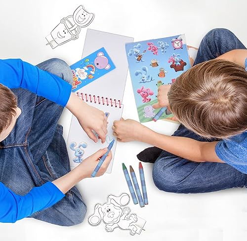 Miniatura 5 de Blues Clues - Caja de lata para colorear y actividades manualidades sin desorden para niños con calcomanías de crayones bloc de bocetos juego de