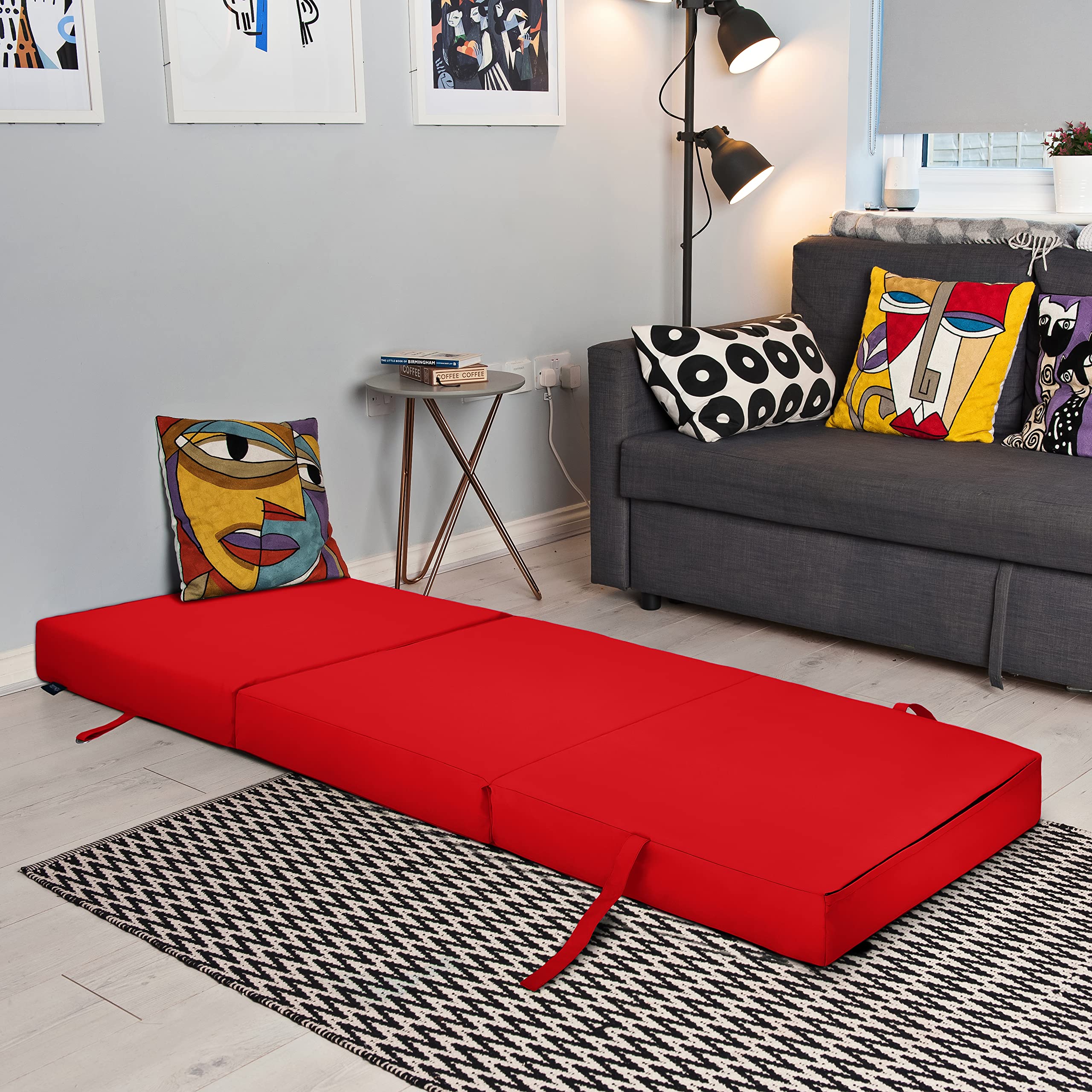 Rouge résistant à l'eau Fold Out Z Lit Cube Matelas avec fermeture