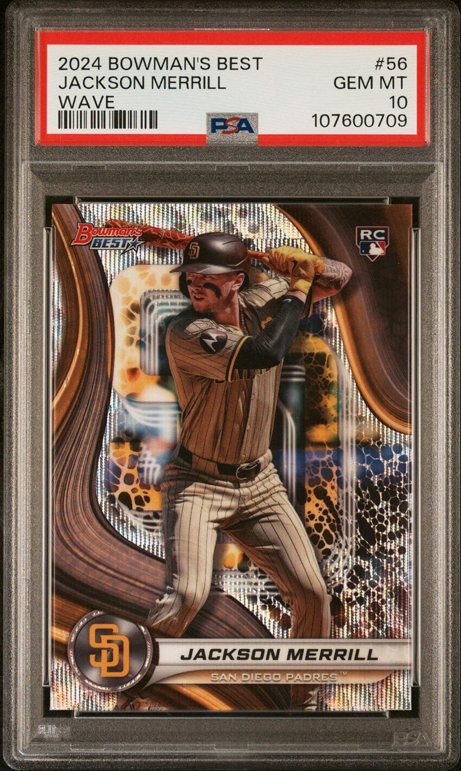 Graded 2024 Topps Bowmans Best Jackson Merrill #56 Wave Rookie RC Baseball Card PSA 10 Gem Mint