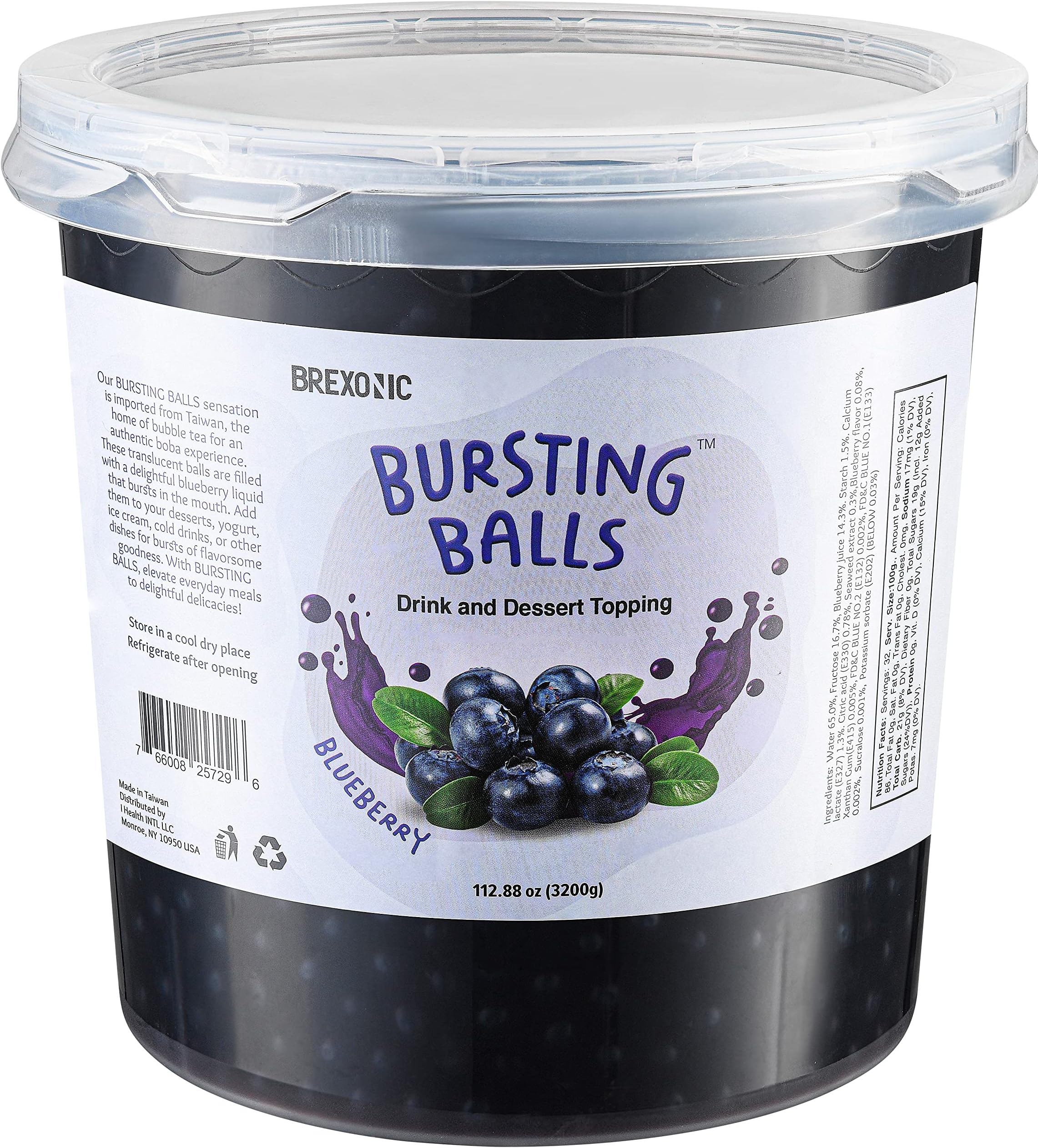 Blueberry Boba Pearls Blueberry Popping Boba Bursting Boba Blueberry Bubble Tapioca Pearls For Bubble Tea ( Blueberry , 7 LB 1 Pack )