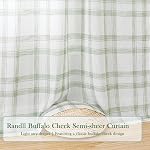Randall Buffalo Plaid Semi Sheer Curtains for Living Room Blend Linen Geometric Light Filtering Dining Room Window Treatment Drape for Farmhouse Bedroom Study Room,Gray/White, 54x84 inch Long,2 Panels